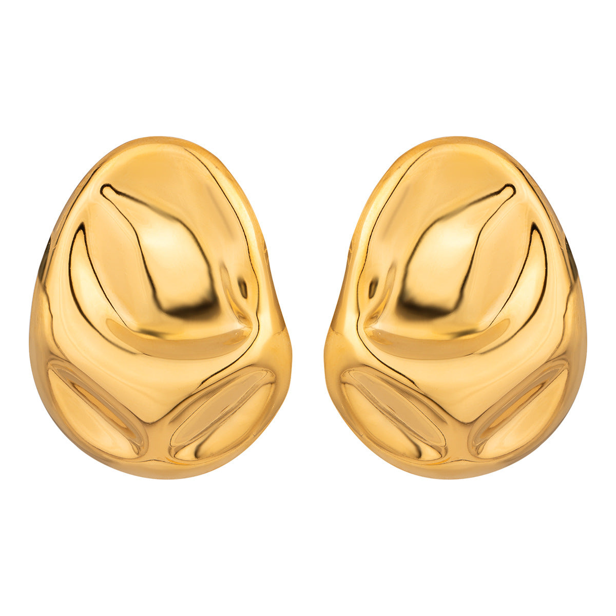 Irregular Oval Polished Hammered Earrings
