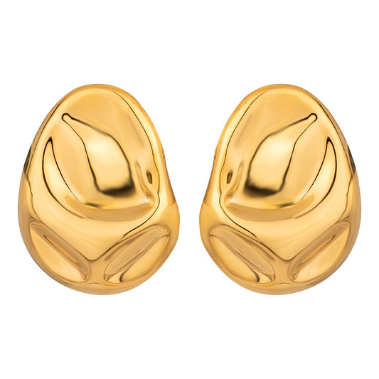 Irregular Oval Polished Hammered Earrings
