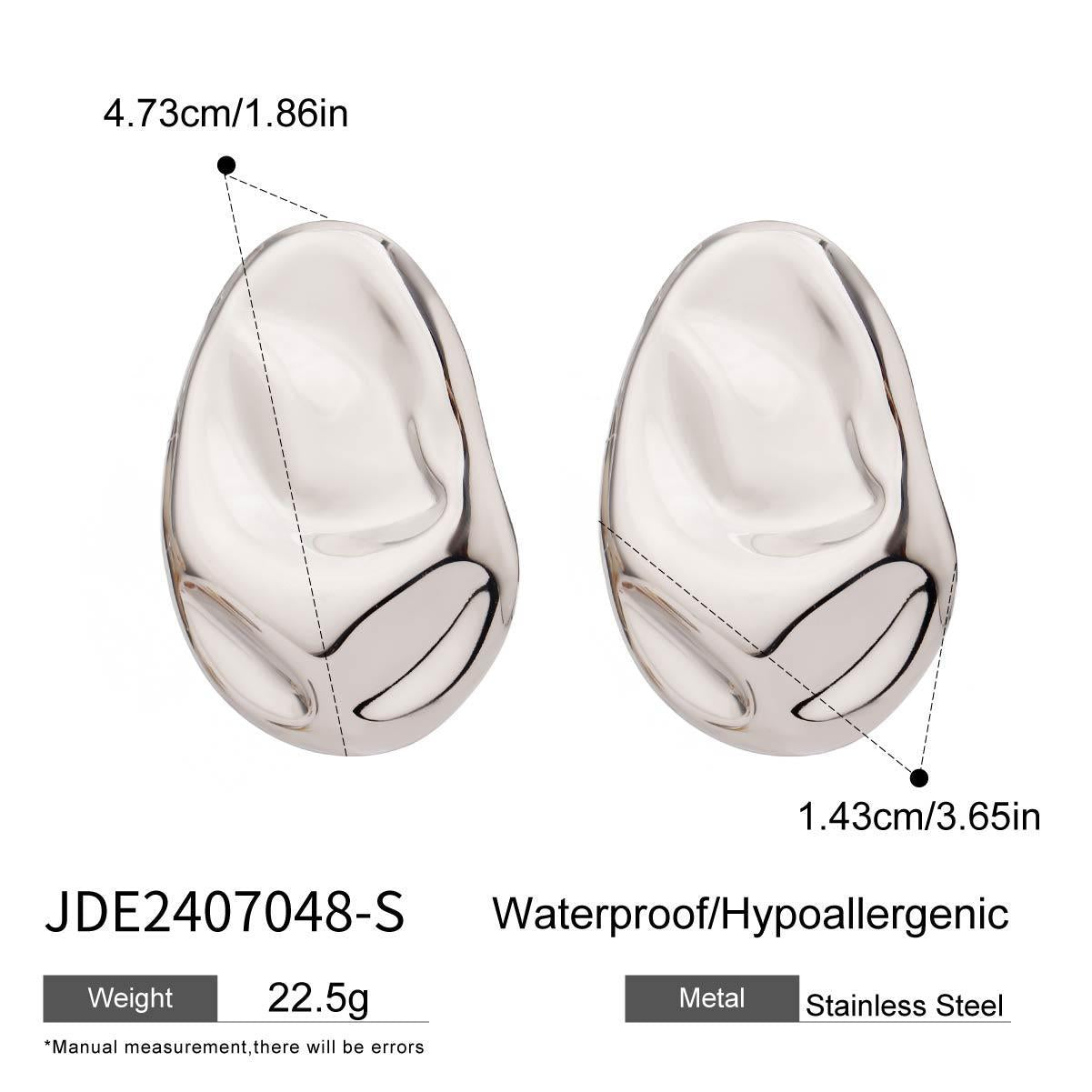 Irregular Oval Polished Hammered Earrings