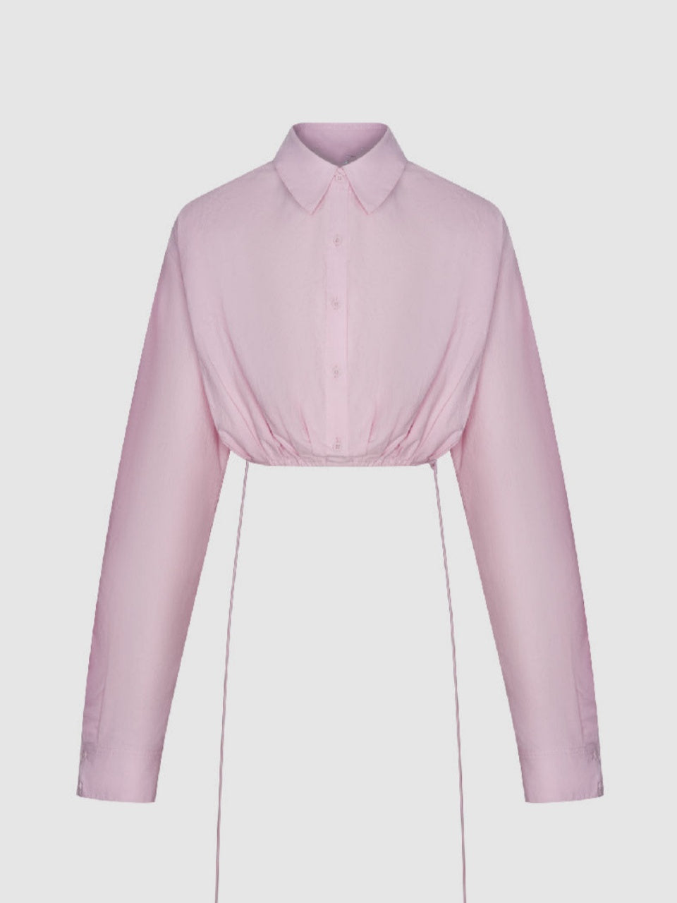 Pink Lace-Up Cropped Shirt