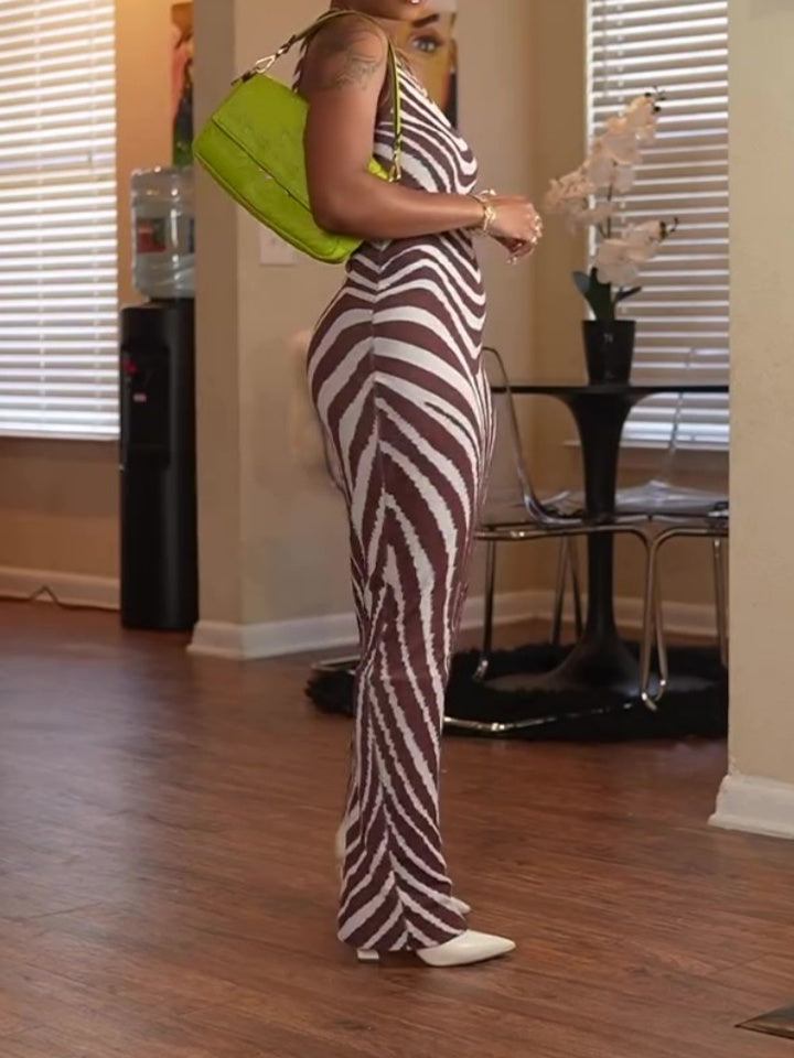 Zebra Print Sleeveless Dress