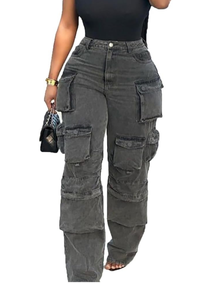 Baggy Straight Wide Leg Cargo Jeans