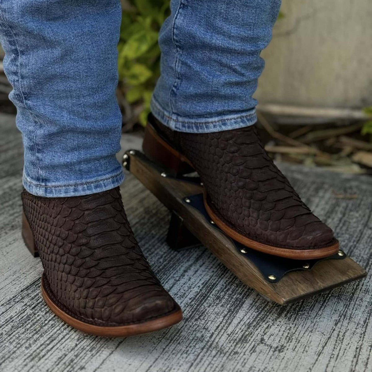 Men's Crocodile Square Toe Snake Print Western Cowboy Boots