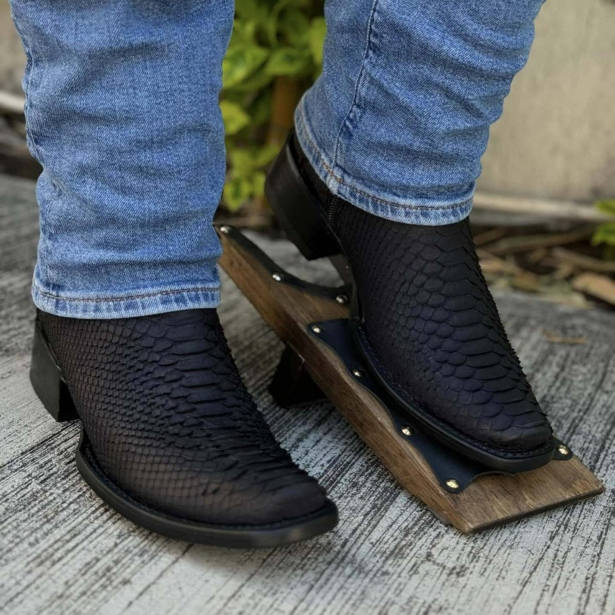Men's Crocodile Square Toe Snake Print Western Cowboy Boots