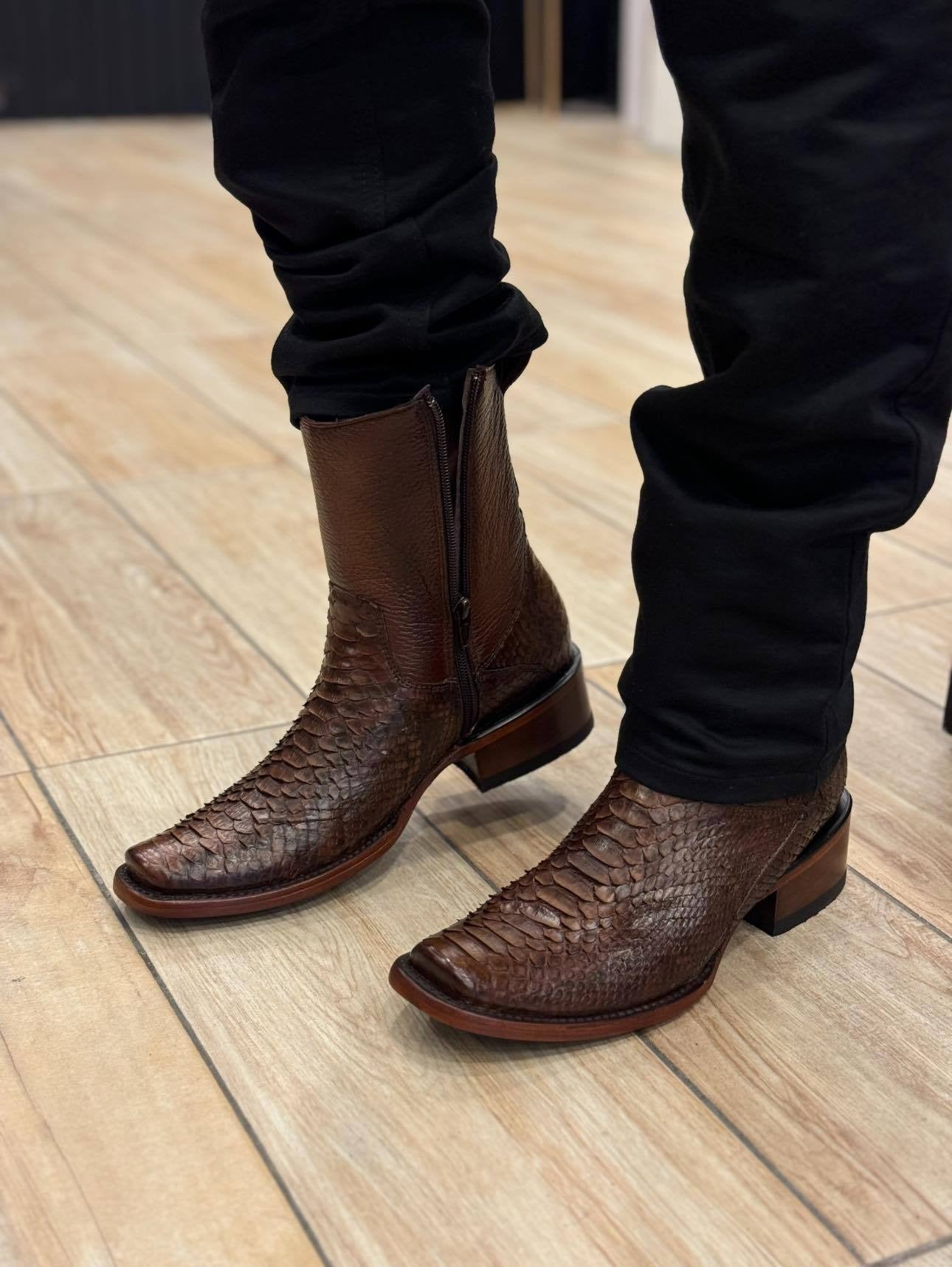 Men's Crocodile Square Toe Snake Print Western Cowboy Boots