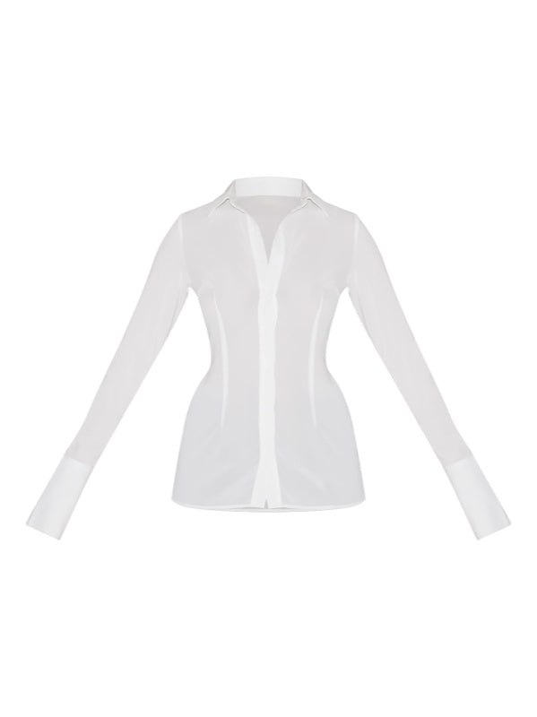 White Chiffon Fitted Shirt