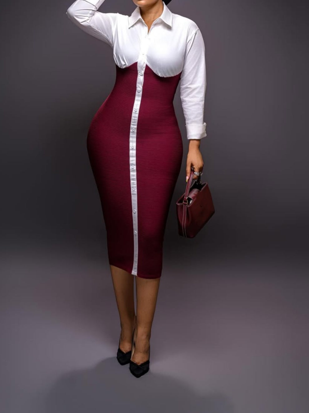Shirt Patchwork Slim Fit Dress