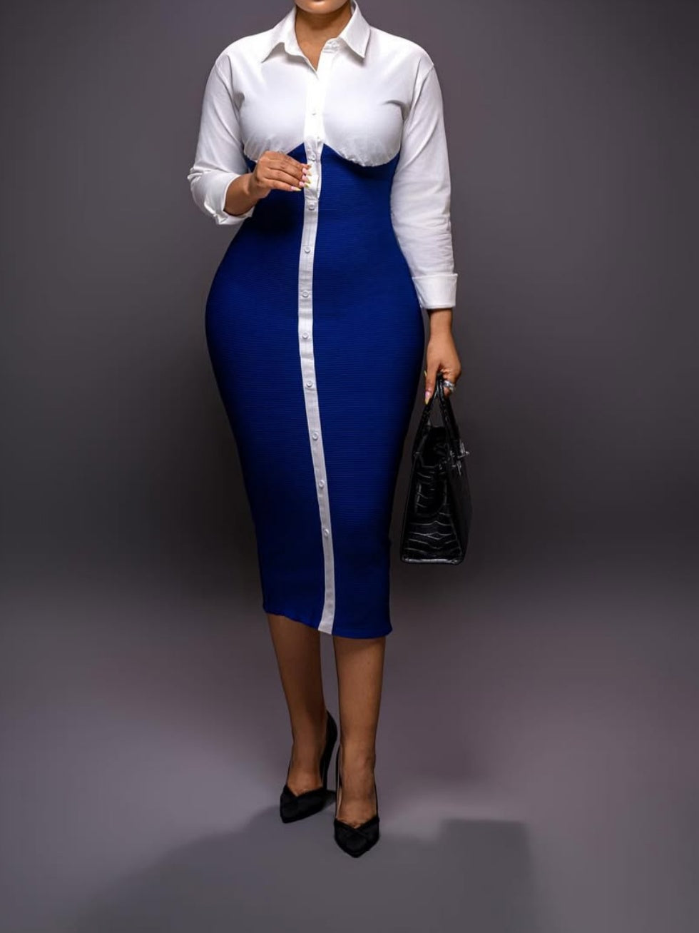 Shirt Patchwork Slim Fit Dress