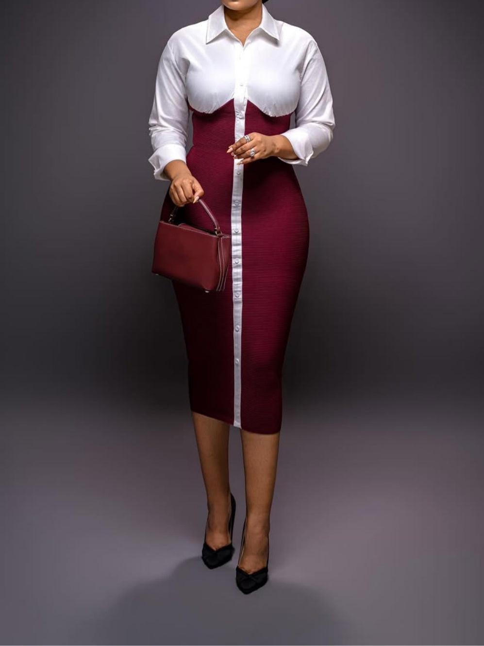 Shirt Patchwork Slim Fit Dress