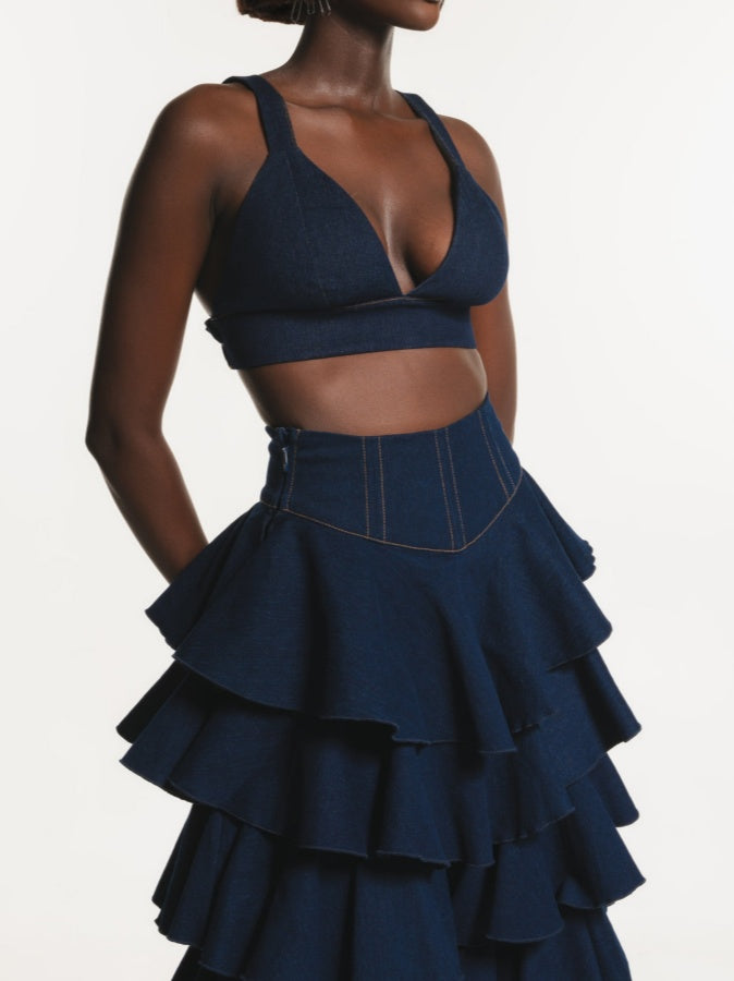 Ruffled Denim Pants Two Pieces Sets ( Buy 1 get free shipping )