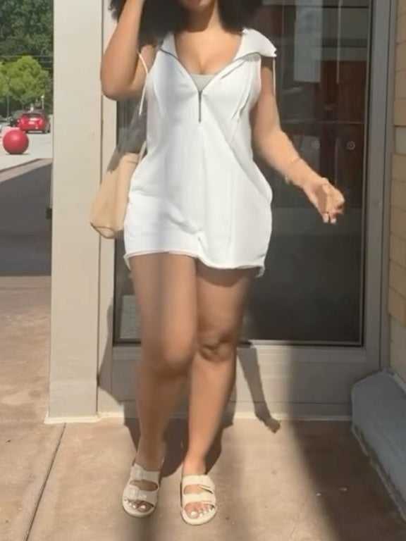 Sleeveless Loose-fitting Hooded Jumpsuit