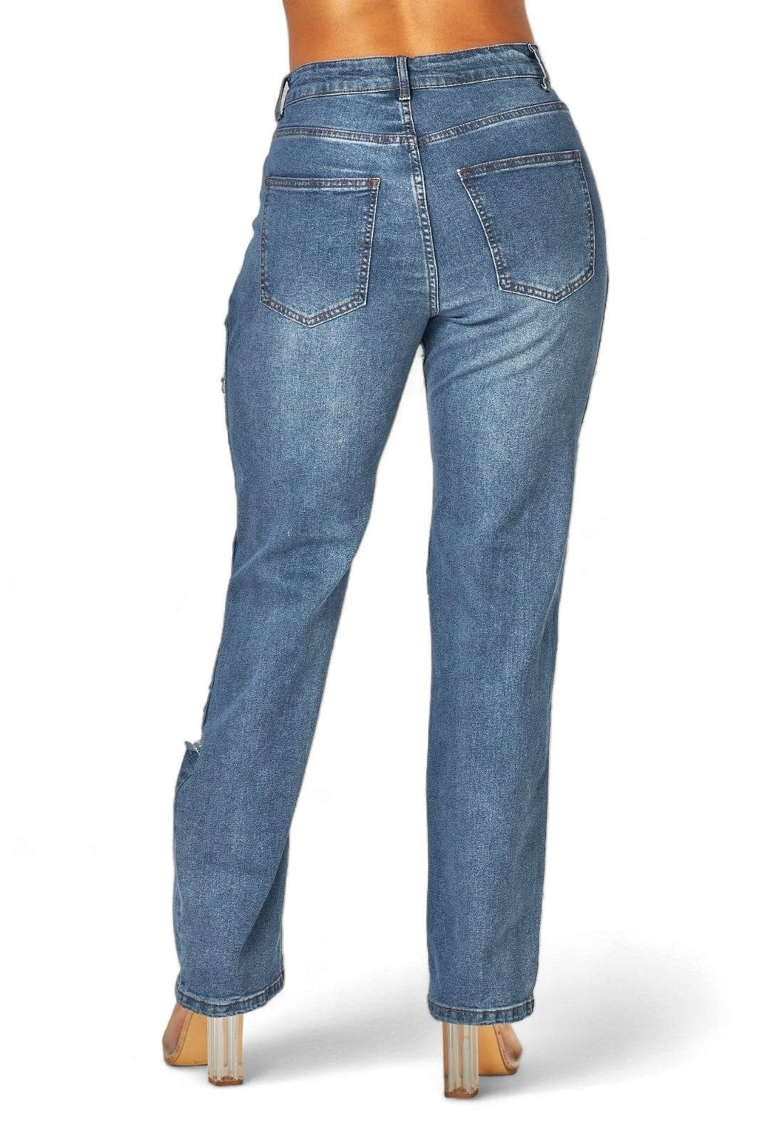 Ripped Pearl Chain Jeans