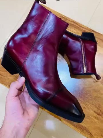 Men's Superb Cherry Color Italian Boots