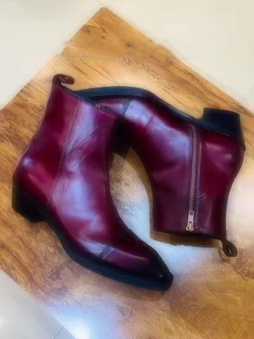 Men's Superb Cherry Color Italian Boots