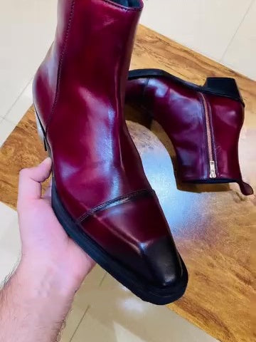 Men's Superb Cherry Color Italian Boots