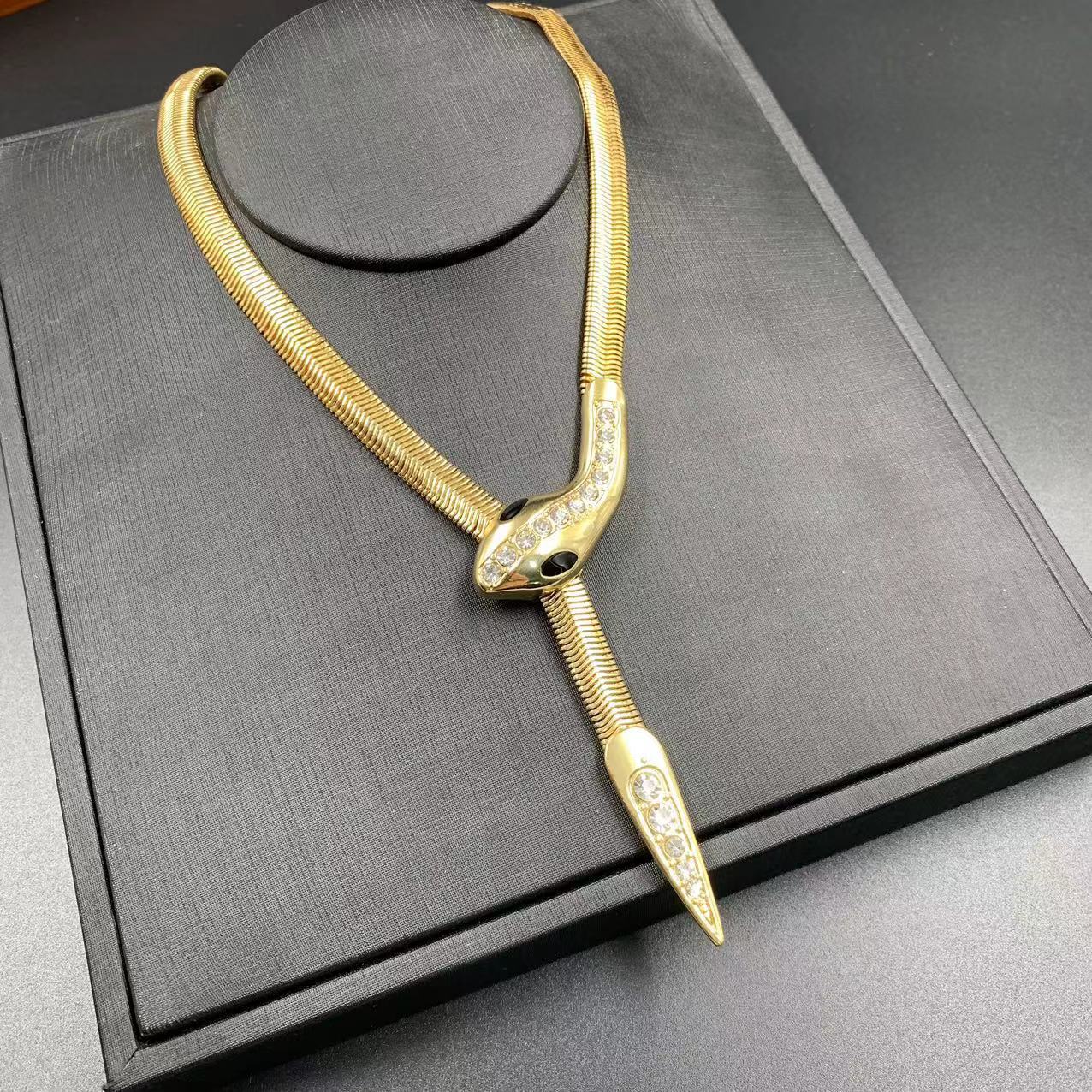 Vintage Diamond Snake Necklace