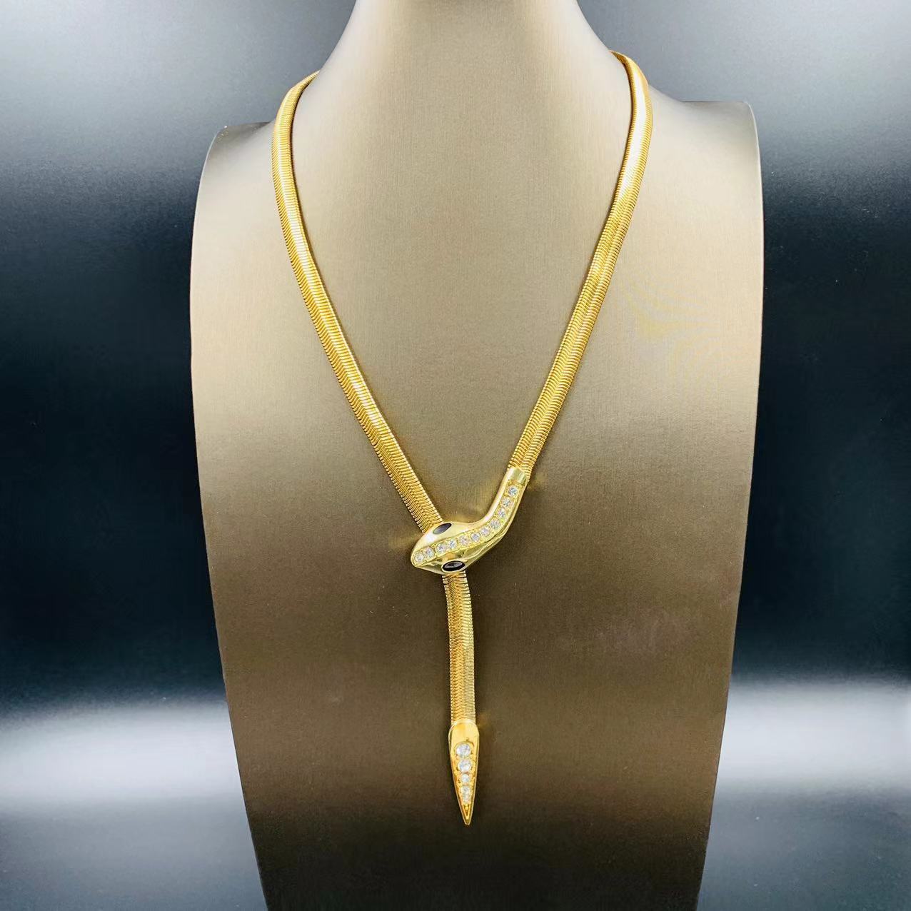 Vintage Diamond Snake Necklace