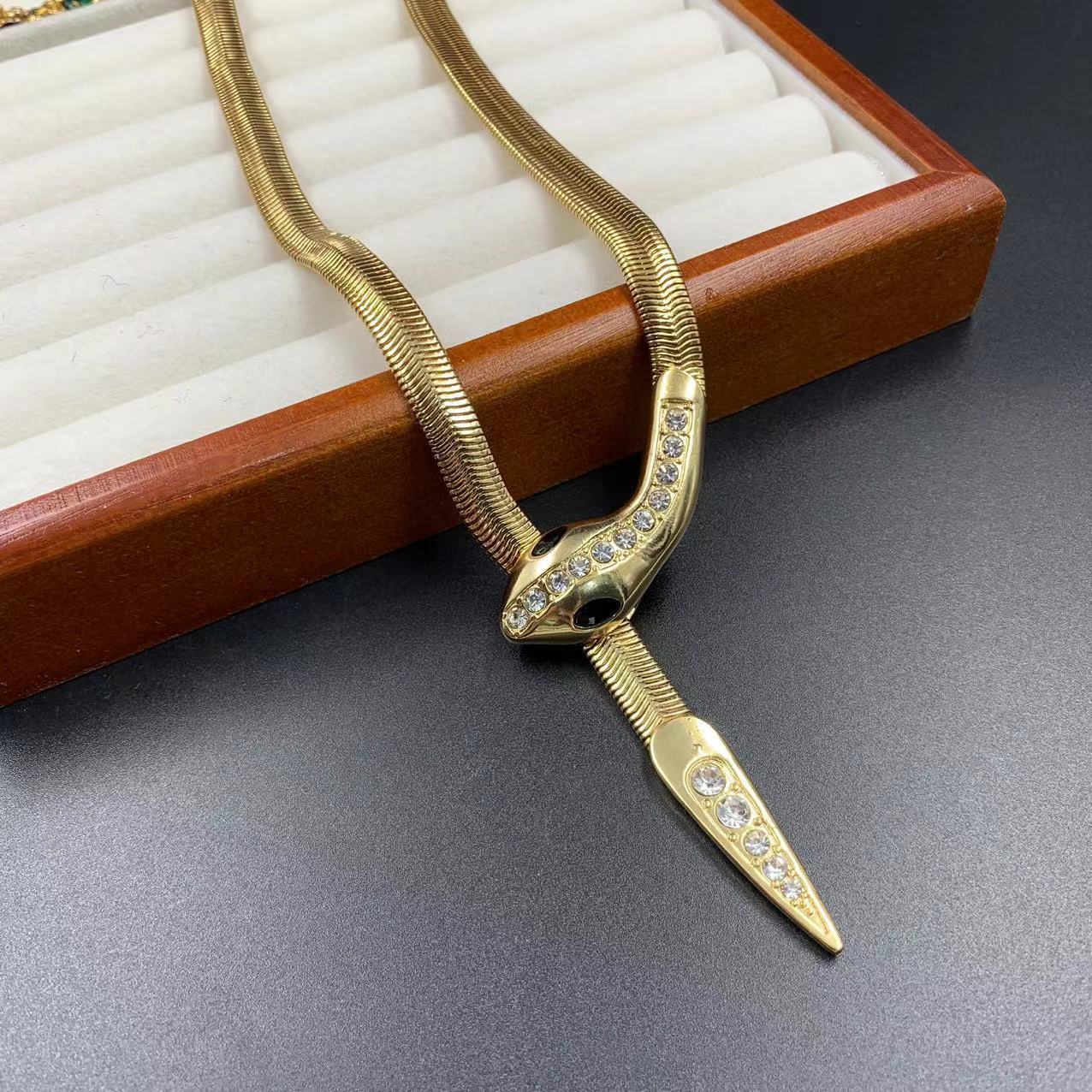 Vintage Diamond Snake Necklace