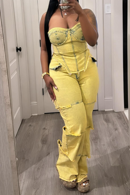 Strapless Denim Suit