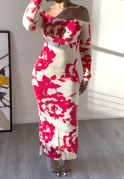 The Red Floral Sexy Dress