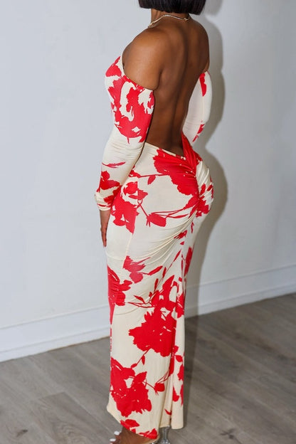 The Red Floral Sexy Dress