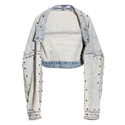 Pop Denim Studded Ultra Short Denim Jacket