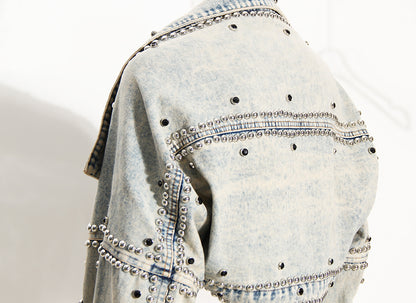Pop Denim Studded Ultra Short Denim Jacket