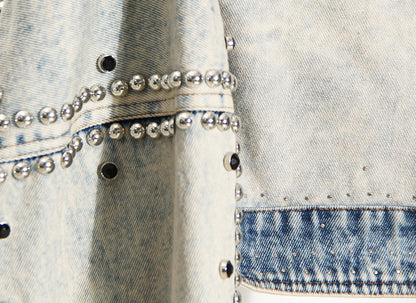 Pop Denim Studded Ultra Short Denim Jacket
