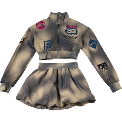 Personalized Printed Skirt Suit