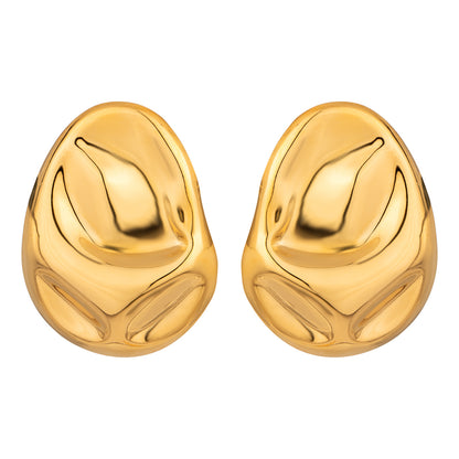 Irregular Oval Polished Hammered Earrings