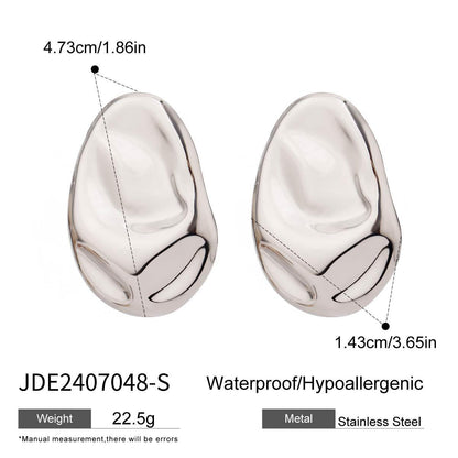 Irregular Oval Polished Hammered Earrings