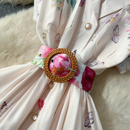 Demure Floral Midi Shirt Dress