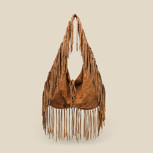 Half Moon Tote Tassel Bag