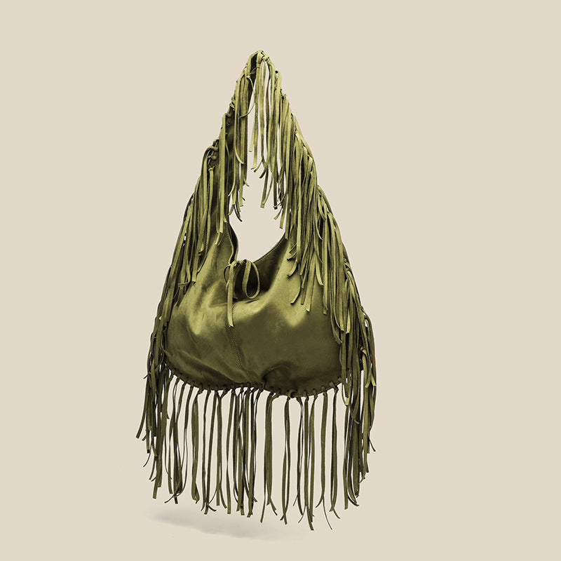Half Moon Tote Tassel Bag