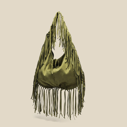 Half Moon Tote Tassel Bag