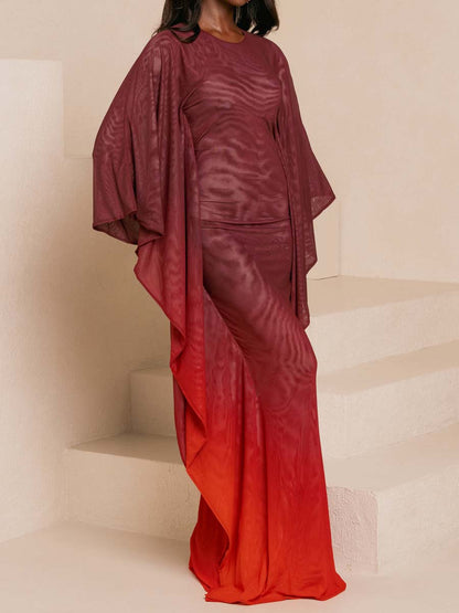 Elegant Gradient Print Irregular Dress