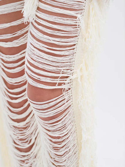 Sexy Fringed Knitted Two Pieces Set