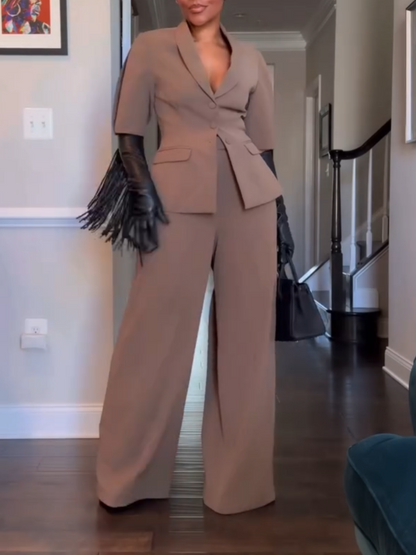 Puff Sleeve Suiting Top & Pants