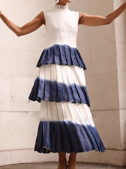 Gradient Print Elegant Tiers Dress