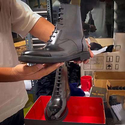 Men's Casual Leather Shoes Lace-Up Business Chelsea Boots