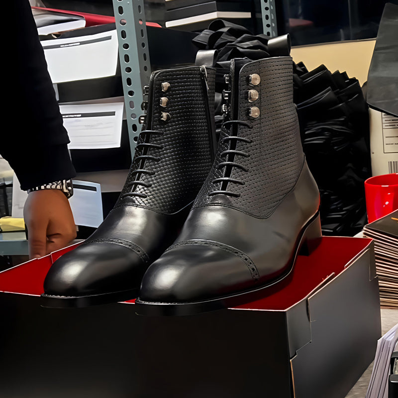 Men's Point-Toe Stud Ankle Boots