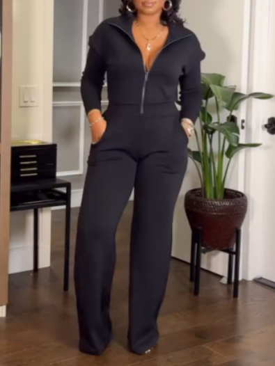 Long Sleeve Wide Leg Jumpsuit