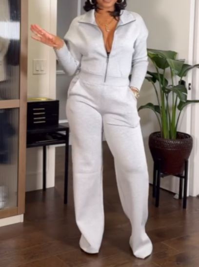 Long Sleeve Wide Leg Jumpsuit
