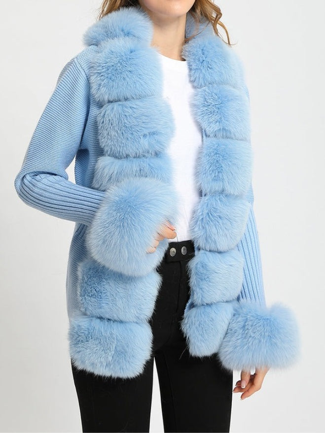 Faux Fox Fur Sweater Cardigan