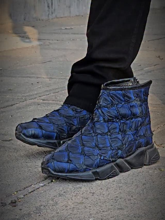 Men's Fishnet Pattern Soft Sole Ankle Boots