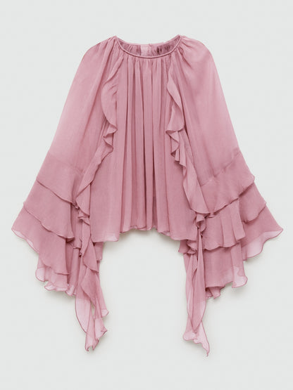 Pink Ruffled Chiffon Blouse