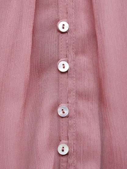 Pink Ruffled Chiffon Blouse