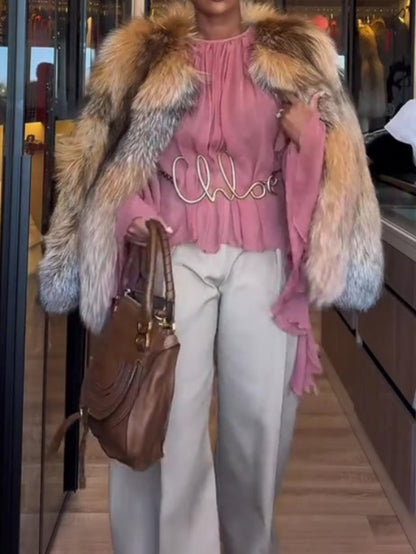 Pink Ruffled Chiffon Blouse