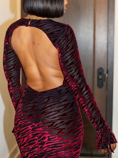 Ruffled Halter Back Bodycon Dress