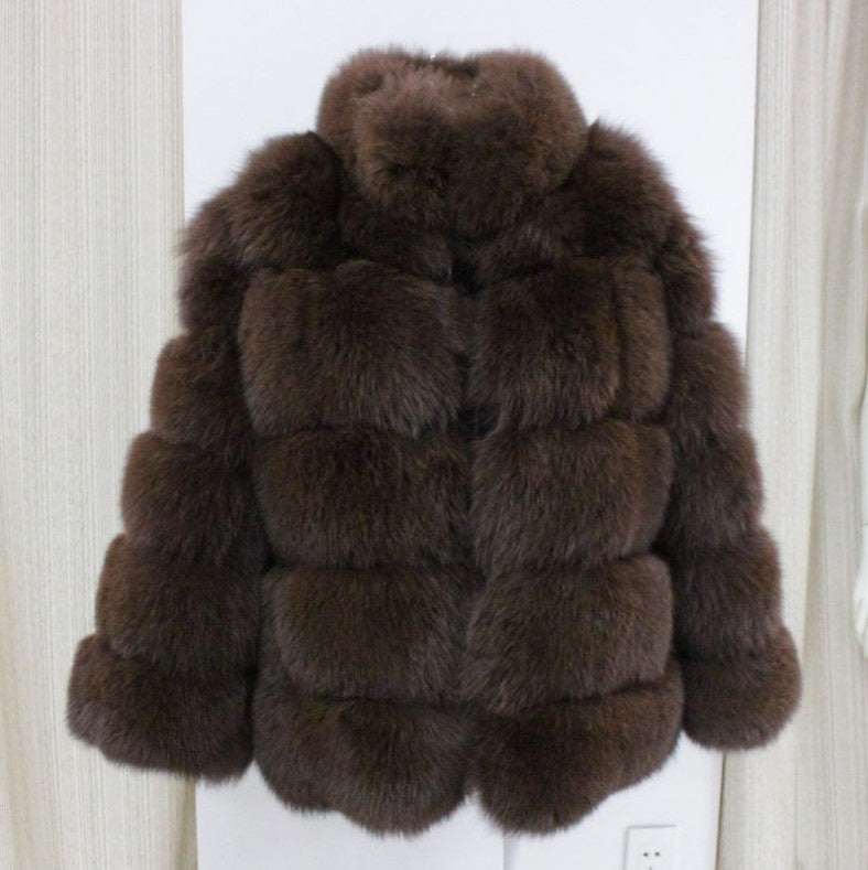 Women's Winter Stand Collar Faux Fur Coat